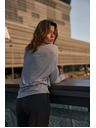 Moodo Rebrovaná blúzka s dlhými rukávmi šedá Moodo