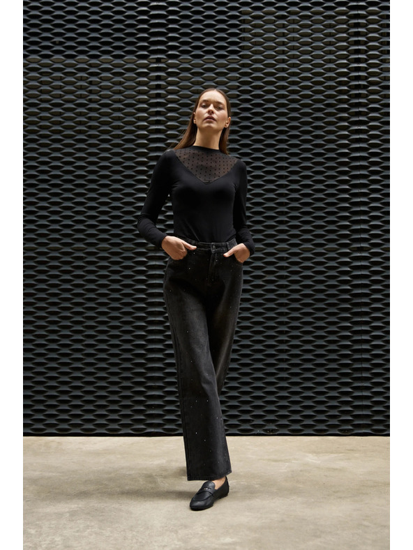 Moodo Priľnavá čierna blúzka Moodo