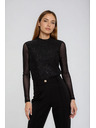 Moodo Čierna blúzka s priesvitnými rukávmi Moodo