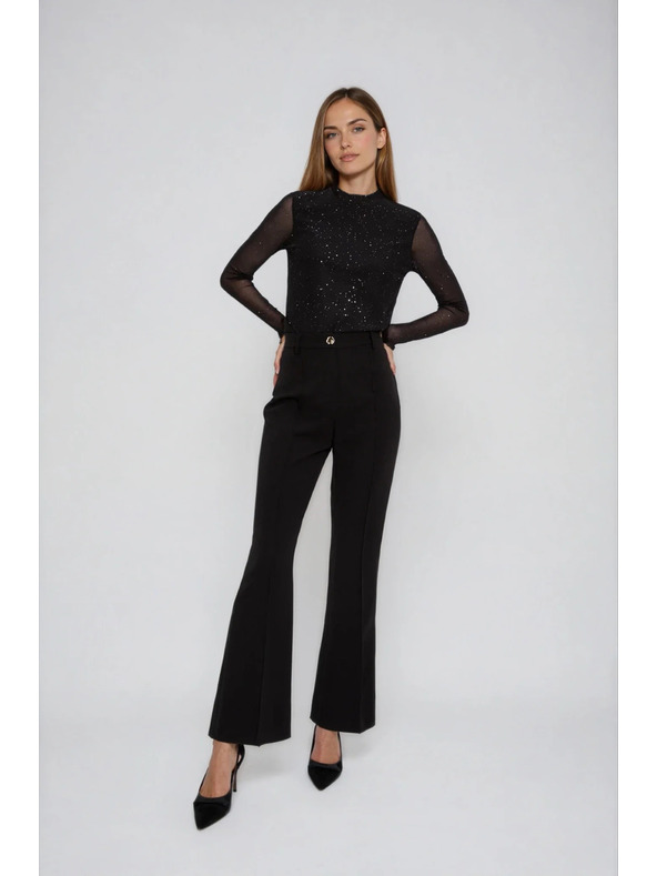 Moodo Čierna blúzka s priesvitnými rukávmi Moodo