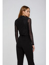 Moodo Čierna blúzka s priesvitnými rukávmi Moodo