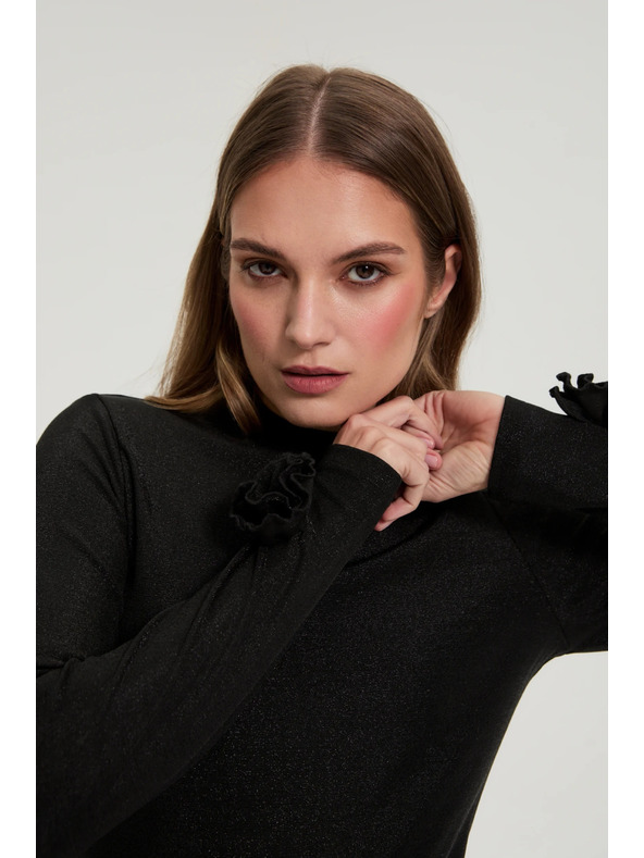 Moodo Čierna blúzka s ozdobnými rukávmi Moodo