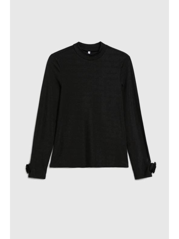 Moodo Čierna blúzka s ozdobnými rukávmi Moodo