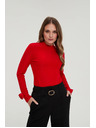 Moodo Červená blúzka s ozdobnými rukávmi Moodo