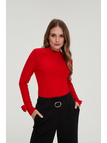 Moodo Červená blúzka s ozdobnými rukávmi Moodo