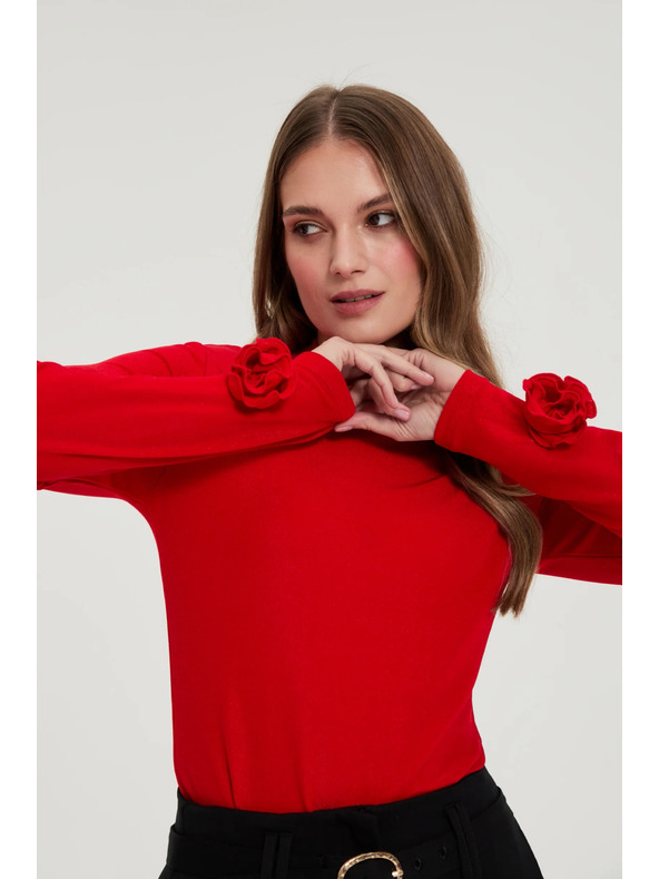 Moodo Červená blúzka s ozdobnými rukávmi Moodo