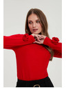 Moodo Červená blúzka s ozdobnými rukávmi Moodo