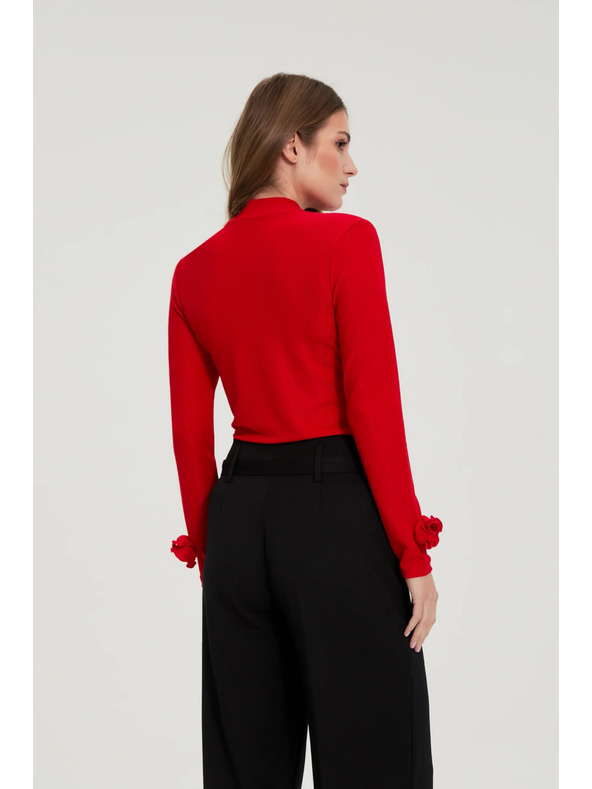 Moodo Červená blúzka s ozdobnými rukávmi Moodo