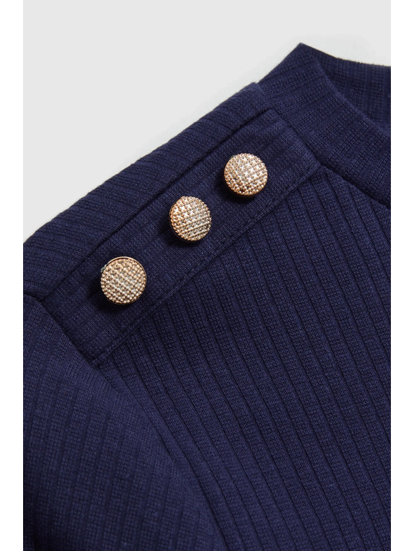 Moodo Bavlnená blúzka s dlhými rukávmi námorná modrá Moodo