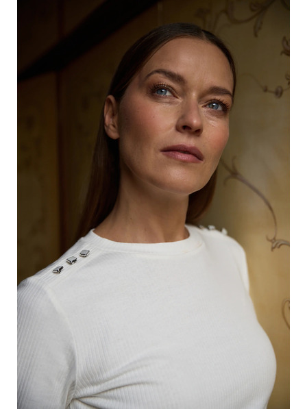 Moodo Bavlnená blúzka s dlhými rukávmi biela Moodo