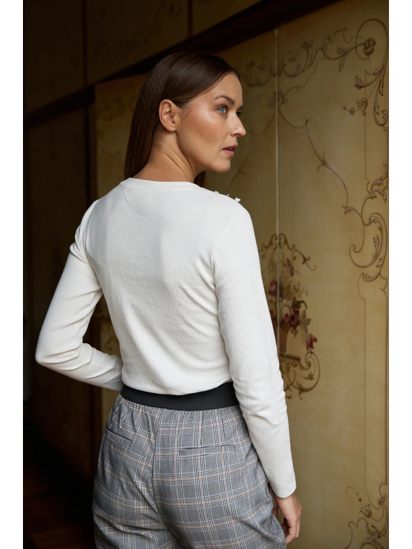 Moodo Bavlnená blúzka s dlhými rukávmi biela Moodo