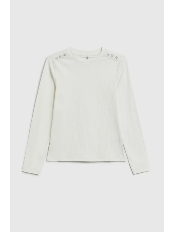 Moodo Bavlnená blúzka s dlhými rukávmi biela Moodo