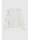 Moodo Bavlnená blúzka s dlhými rukávmi biela Moodo