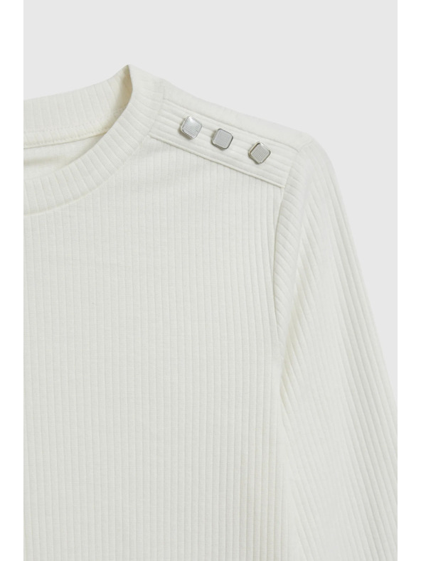 Moodo Bavlnená blúzka s dlhými rukávmi biela Moodo