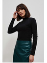 Moodo Priľnavá čierna rebrovaná blúzka s dlhým rukávom Moodo