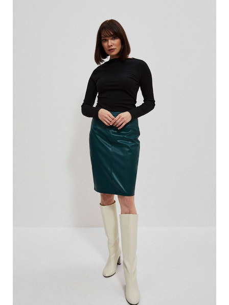 Moodo Priľnavá čierna rebrovaná blúzka s dlhým rukávom Moodo