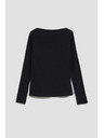 Moodo Priľnavá čierna rebrovaná blúzka s dlhým rukávom Moodo