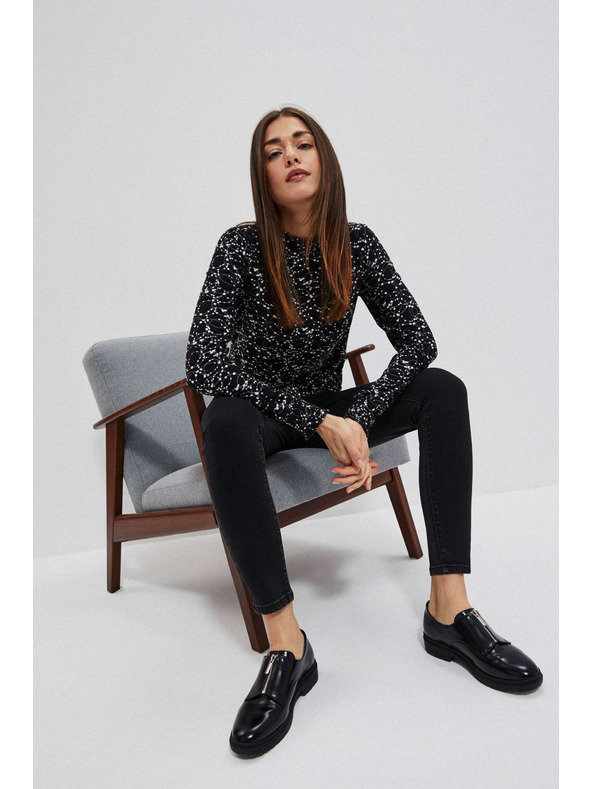 Moodo Čierna blúzka s dlhým rukávom Moodo