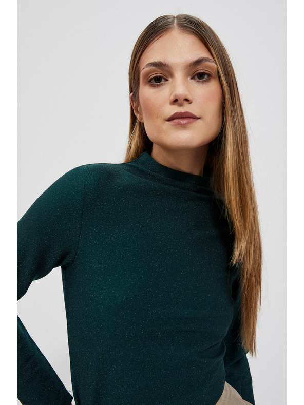 Moodo Blúzka s metalickou niťou smaragdová Moodo
