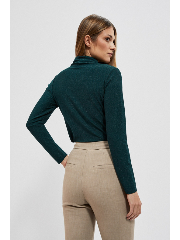 Moodo Blúzka s metalickou niťou smaragdová Moodo