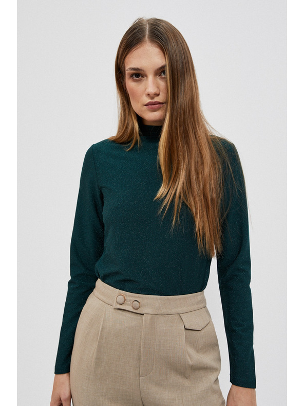 Moodo Blúzka s metalickou niťou smaragdová Moodo