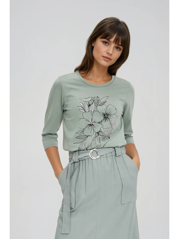 Moodo Blúzka s kvetinovým vzorom olivová Moodo