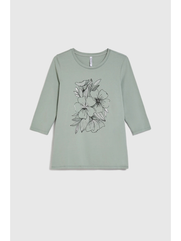 Moodo Blúzka s kvetinovým vzorom olivová Moodo
