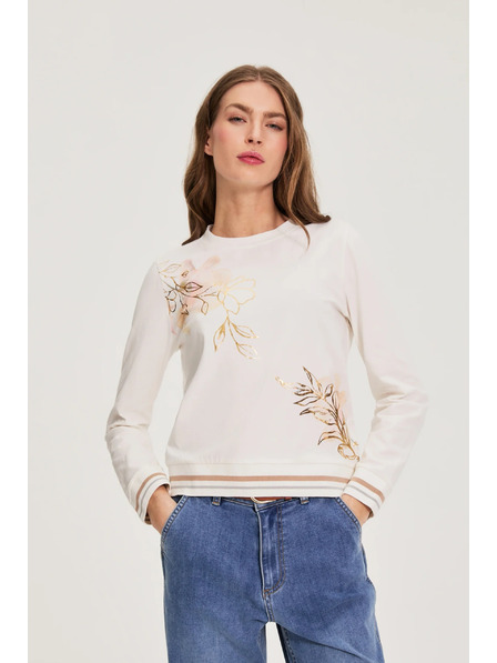 Moodo Bavlnená blúzka s potlačou biela Moodo