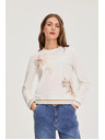 Moodo Bavlnená blúzka s potlačou biela Moodo