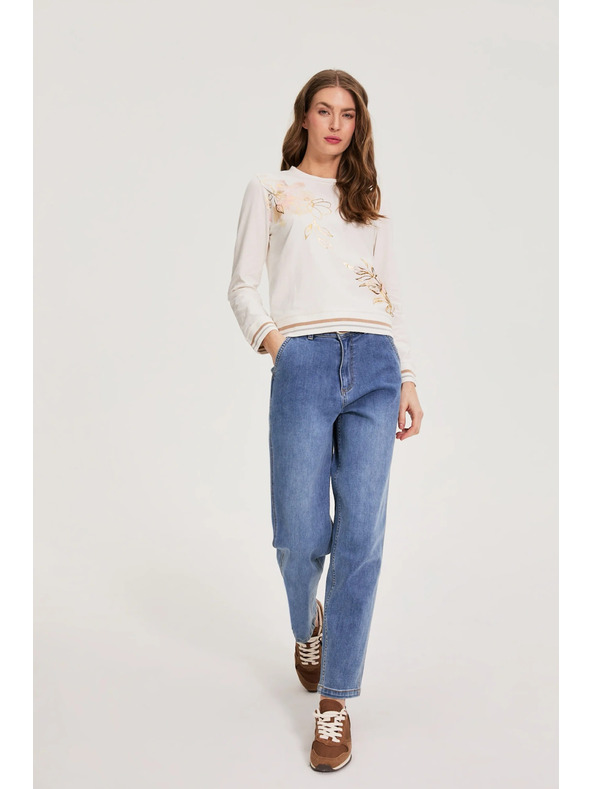 Moodo Bavlnená blúzka s potlačou biela Moodo