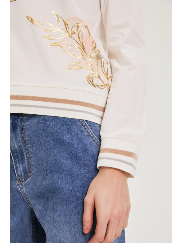 Moodo Bavlnená blúzka s potlačou biela Moodo