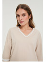 Moodo Bavlnená blúzka so výstrihom do V béžová Moodo