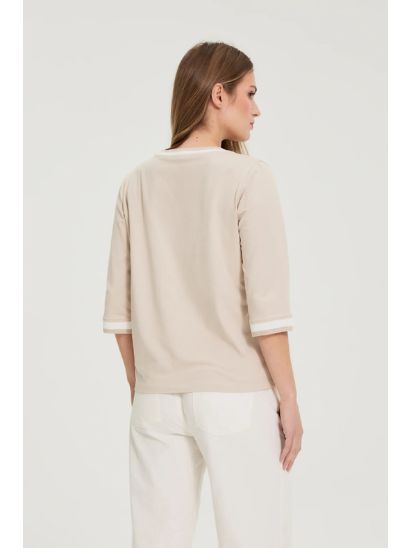 Moodo Bavlnená blúzka so výstrihom do V béžová Moodo