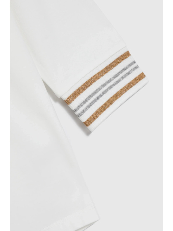 Moodo Bavlnená mikina so výstrihom do V biela Moodo