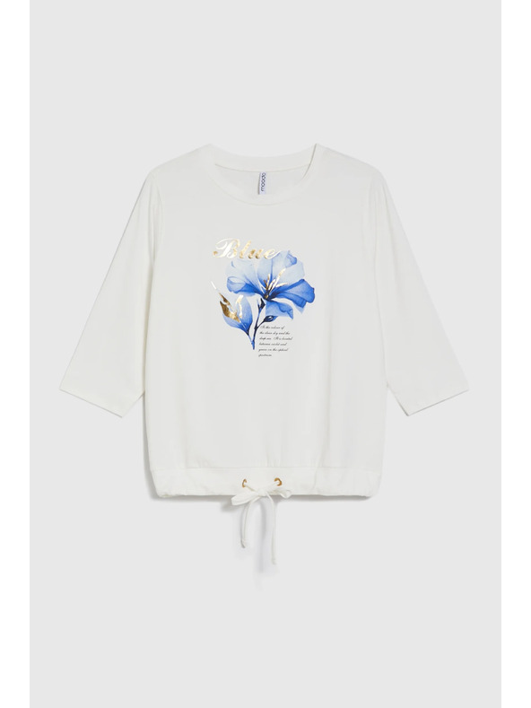 Moodo Blúzka s potlačou a viazaním biela Moodo