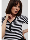 Moodo Bavlnené tričko pruhované čierne Moodo
