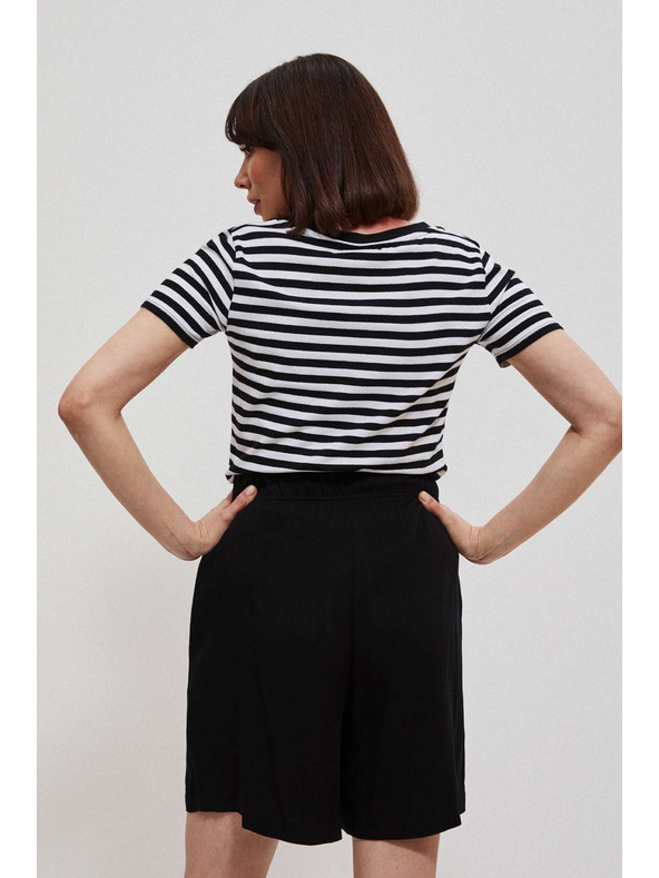 Moodo Bavlnené tričko pruhované čierne Moodo