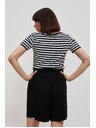 Moodo Bavlnené tričko pruhované čierne Moodo