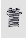 Moodo Bavlnené tričko pruhované čierne Moodo