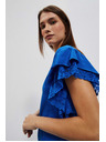 Moodo Modrá blúzka s volánmi na ramenách Moodo