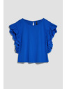 Moodo Modrá blúzka s volánmi na ramenách Moodo