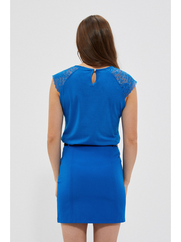 Moodo Modré tričko s čipkou Moodo