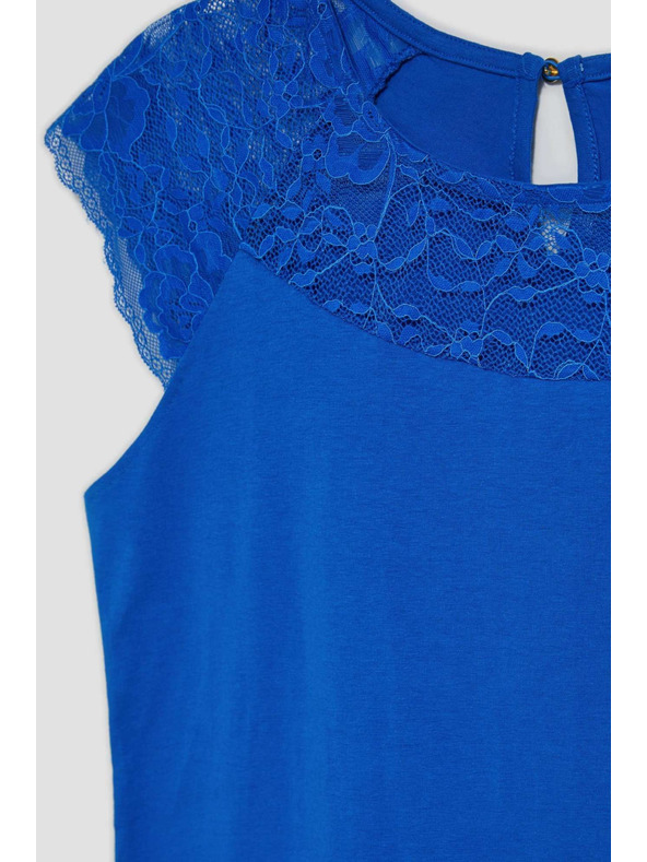 Moodo Modré tričko s čipkou Moodo