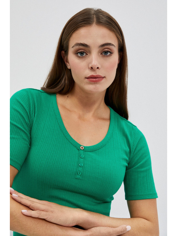 Moodo Blúzka s okrúhlym výstrihom a gombíkmi Moodo