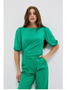Moodo Hladké tričko s nafúknutými rukávmi zelené Moodo