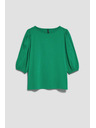 Moodo Hladké tričko s nafúknutými rukávmi zelené Moodo