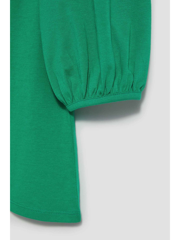 Moodo Hladké tričko s nafúknutými rukávmi zelené Moodo