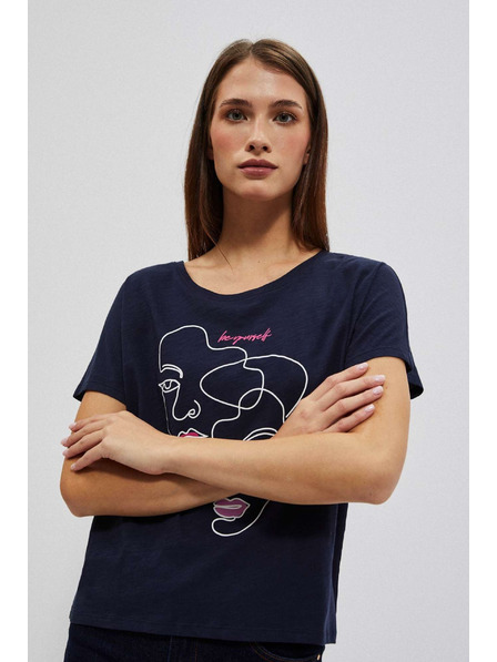 Moodo Blúzka s potlačou tváre granátová Moodo