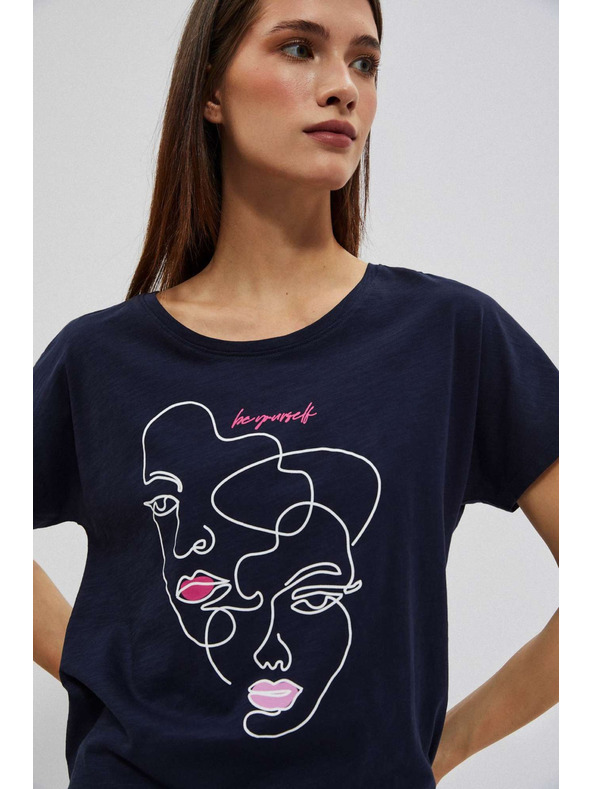 Moodo Blúzka s potlačou tváre granátová Moodo