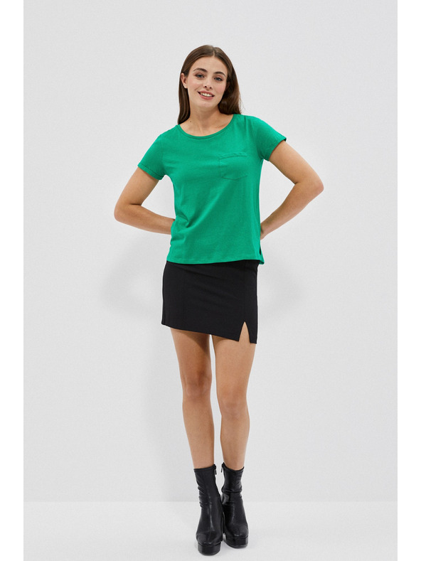 Moodo Bavlnené tričko s vreckom zelené Moodo